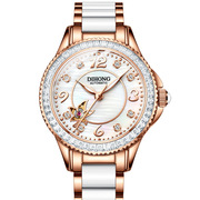 watch 白色陶瓷镶钻女士手表品牌 瑞士进口时尚全自动机械表