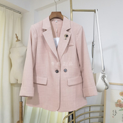 ENJO24A050时尚西装领堆堆袖西装韩版休闲短款外套西服2024春季女