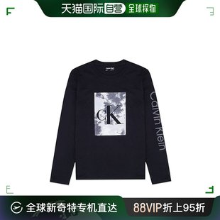 香港直发Calvin Klein凯文克莱男士长袖T恤黑色图案休闲宽松时尚