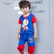 男童夏装套装2023蜘蛛侠童装，儿童超人纯棉薄，款男孩奥特曼衣服