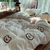 ins卡通小熊床上用品四件套床单被罩，被套学生单人宿舍三件套女4