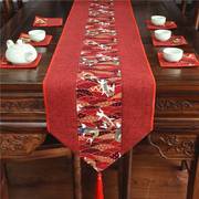 0915g桌旗喜庆棉麻色茶几，新中式结婚礼婚庆，风典茶席桌布