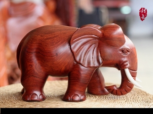缅甸花梨木雕大象摆件招财风水象吉祥如意一对象实木雕刻工艺