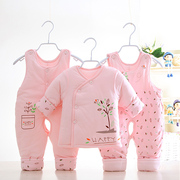 新生儿衣服秋冬季棉袄婴儿棉衣套装加厚0-1岁男女宝宝冬装三