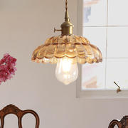 复古小吊灯法式全铜卧室床头灯餐厅吧台，过道美式日式乡村玻璃吊灯