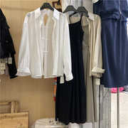 欧洲站设计感轻薄长袖防晒衬衫，+打结吊带连衣裙时尚显瘦两件套装