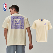 NBA春夏款舒适印花圆领运动宽松短袖T恤湖人队