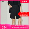 lily2024夏女装(夏女装)都市通勤款设计感不对称显瘦高腰直筒休闲短裤