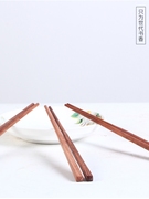 大红酸枝素面筷子10双套装红木餐具木块实木长筷子防烫收藏送礼