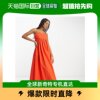 香港直邮潮奢 ASOS 女士设计棉质打褶胸部中长洋娃娃红色背心裙