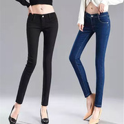 低腰低胯女装牛仔裤有加长修身显瘦紧身小脚铅笔裤潮流百搭露脐裤