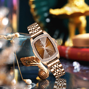瑞士满钻欧美复古女士，手表镶钻方形钢带，女表简约水钻时装表