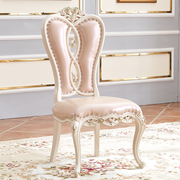 欧式简约餐椅法式软包单人实木家用靠背休闲意式轻奢雕花家用椅子