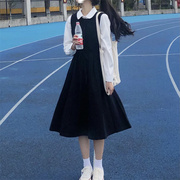 长袖连衣裙少女春秋装，2024初中高中学生背带长，裙子学院风套装