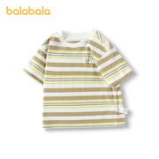 巴拉巴拉短袖t恤男幼童，夏装宝宝时尚舒适纯棉，条纹打底上衣潮