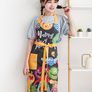 卡通围裙女夏季薄款可爱时尚的高档韩版洋气网红2021居家厨房