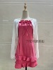 玫粉色荷叶边吊带连衣裙，长袖防晒开衫，两件套女夏季显瘦短裙