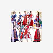 藏族舞蹈演出服少数民族，夏装西藏长裙服装广场，舞表演服女成人