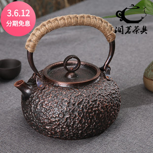 纯手工红铜壶紫铜烧水壶一张打纯铜茶壶1l容量，煮茶壶无涂层煮茶器