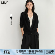 lily2024夏女装(夏女装)气质，纯色优雅通勤百搭修身收腰针织开衫外套女