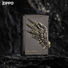 ZIPPO正版之宝爱情之翼黑冰打火机创意徽章个性翅膀送礼物