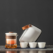 玻璃旅行茶具便携式快客杯个人，专用随身包套装(包套装，)户外功夫茶杯泡茶壶