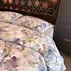 紫色油画风田园数码印花纯棉四件套复古氛围长绒棉60贡缎质感床品