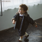 marlmarl儿童休闲外套男女童秋冬装，大衣羊毛保暖两穿式alto03深灰