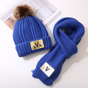 儿童毛线帽子围巾两件套装加绒宝宝，秋冬季男童潮男孩大童韩版冬天