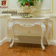 欧式实木玄关桌玄关台白色家用别墅雕花客厅半圆靠墙装饰桌门厅桌
