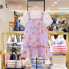 企划款T+女童短袖连衣裙韩国童装2024夏季拼接假两件紫色裙子