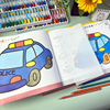 儿童车迷蒙纸临摹描画本男孩交通汽车蜡笔涂色本2-3-6岁宝宝涂鸦
