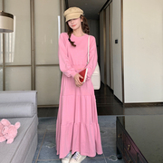 春装首发2024粉色超长款粉色卫衣裙2C009-2414-P125-K178