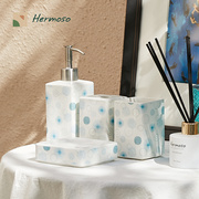 hermoso爱莎欧式陶瓷卫浴，五件套浴室卫生间牙刷杯，漱口杯洗漱套装