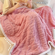法兰绒毛毯毯子高级感午睡用午休办公室毛绒，小沙发毯盖毯冬季加厚