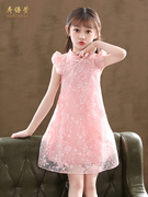 女童旗袍夏装连衣裙复古改良中国风夏季薄款背心民国风小女孩裙子