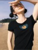 夏季原创设计设国潮上衣女，2023民族风刺绣修身针织短袖t恤衫