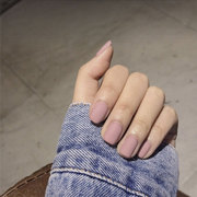 磨砂灰粉色假指甲片成品纯色欧美简约短款方形成品哑光穿戴美甲贴