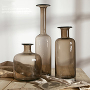 玻璃花瓶咖啡色玻璃花瓶工艺花瓶摆件家居装饰玻璃彩色花瓶