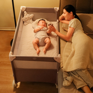 coolbaby折叠婴儿床新生儿可移动拼接大床便携式多功能，摇篮宝宝床