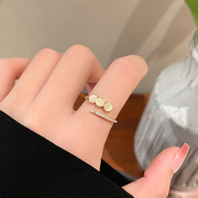 猫眼石锆石开口戒指女2024轻奢高级感小众设计食指指环
