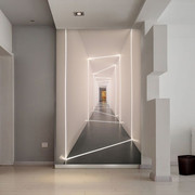现代抽象延伸空间玄关过道背景墙壁纸客厅墙布几何光线艺术8D壁画