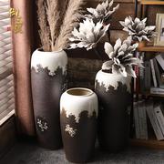 复古陶瓷落地花瓶客厅插花摆件现代简约欧式假花花插家居大号花盆