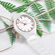 2022白色陶瓷手表，女学生时尚防水潮流简约镶钻石英表百搭女表