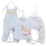 .婴儿棉衣套装衣服三件纯棉0-3-6个月新生儿初背带外出服秋冬