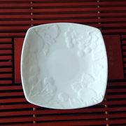 日式陶瓷碟四方浮雕，碟糕点蘸料小菜，零食水果碟子盘碟