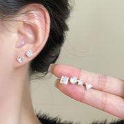 s999纯银耳钉女纯银养耳洞，耳钉2023锆石耳环，耳坠耳饰品女
