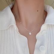 2024925纯银天然珍珠项链，女极简百搭小众时尚，高级隔珠锁骨链