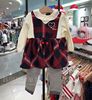 韩国网红女童装春秋季假两件格子长袖连衣裙灰色中小童打底裤套装