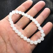天然新疆和田羊脂白玉且末卡6mm圆珠单圈女士款完美手珠串链
